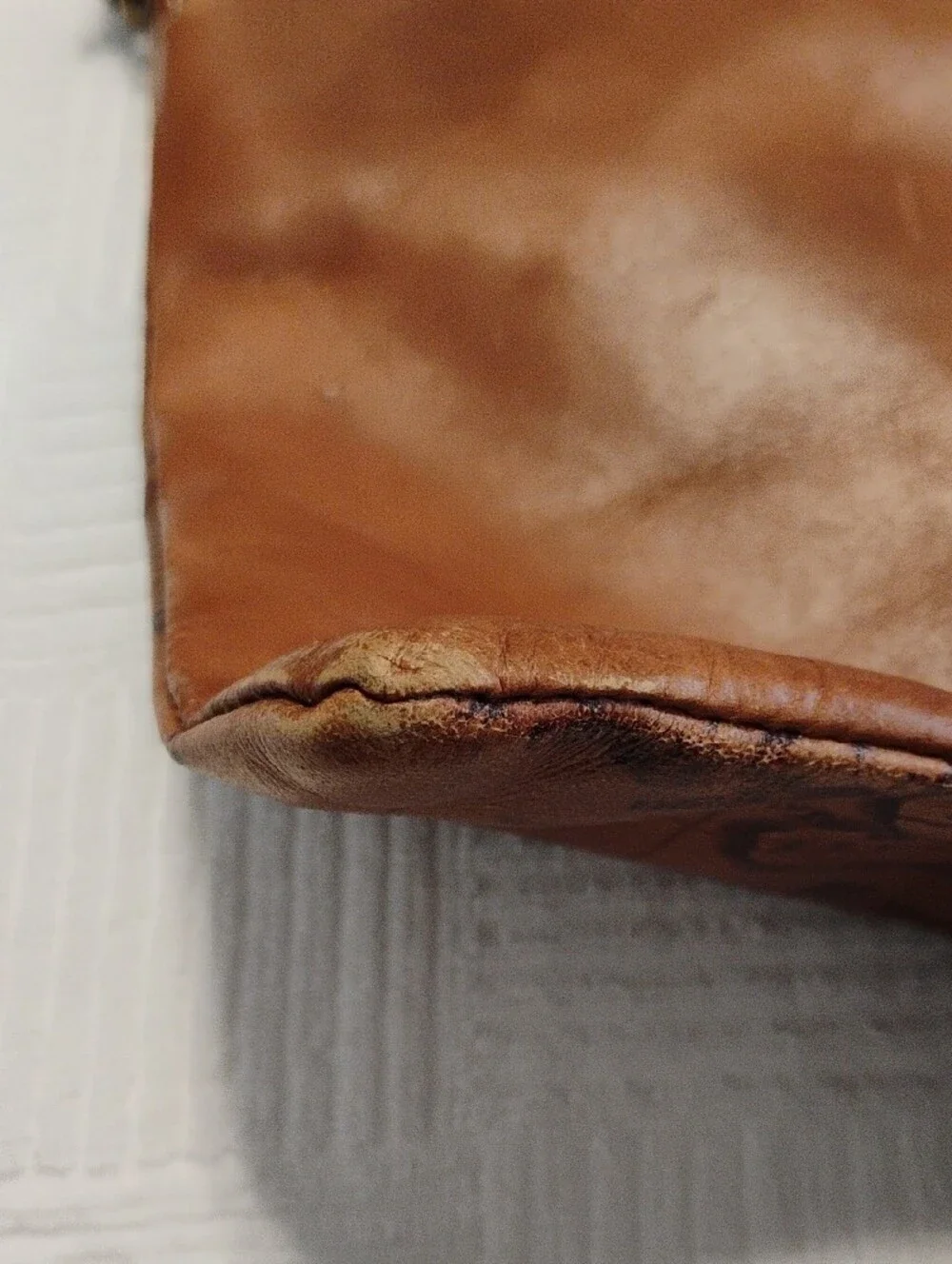 VTG Patricia Nash Leather Tablet/Messenger Bag.Brown Distressed Leather With Map